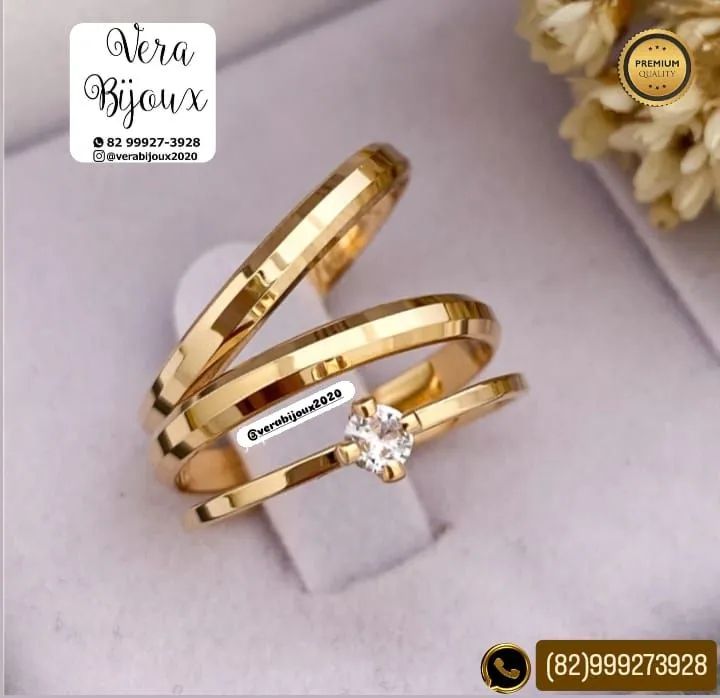 KIT TRIO DE ALIANÇAS NOIVADO E CASAMENTO  - Foto 2