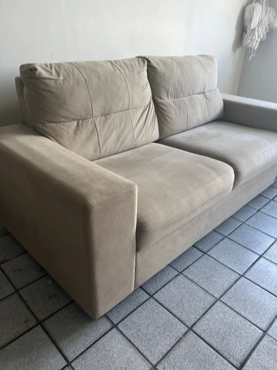 Sofá 3 Lugares Herval Suede 196cm Bege