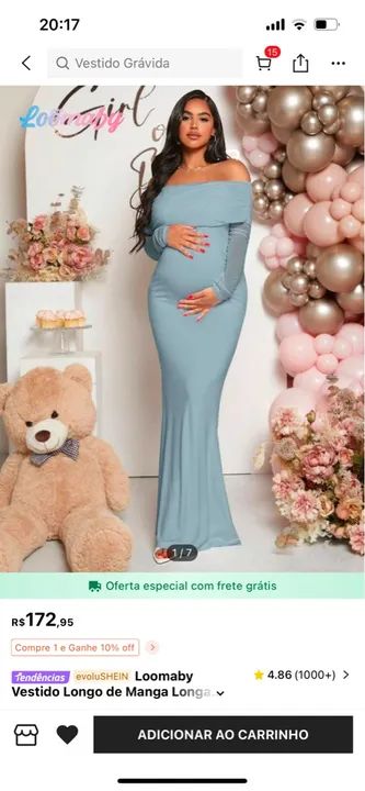 Vestido azul para gestante - Foto 2