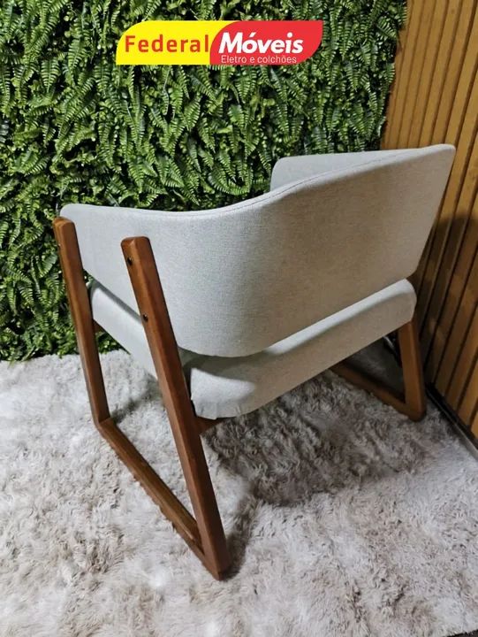Poltrona 72cm Linho Bege Design Exclusivo - Entregamos - Foto 2