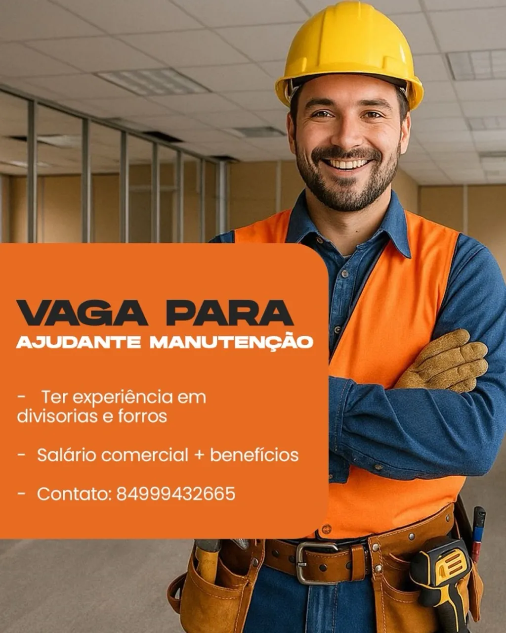 VAGA P/ AJUDANTE DE MANUTENÇÃO C/ EXPERIÊNCIA