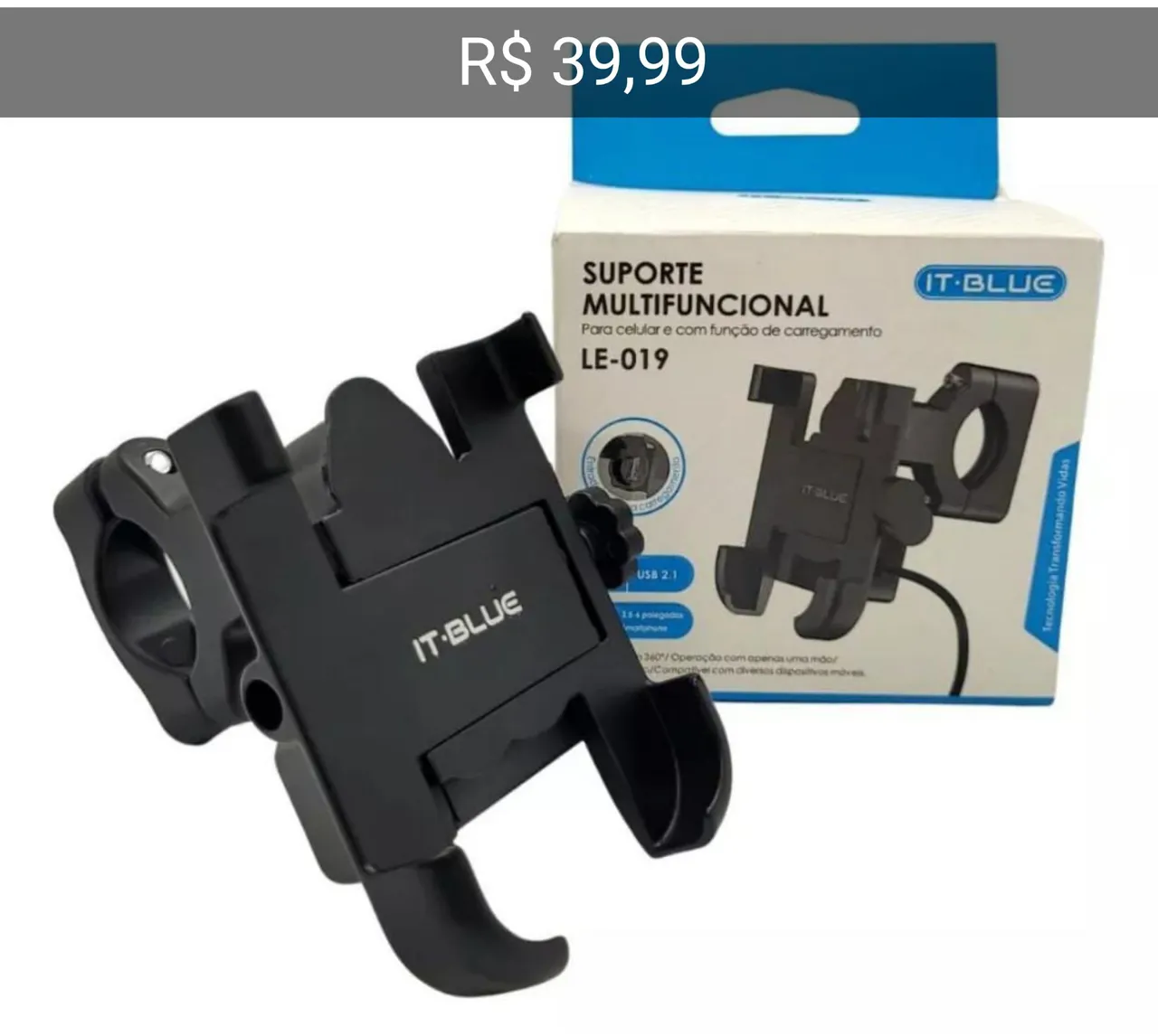 Suporte aluminio  para Celular com Carregamento carregador 12v