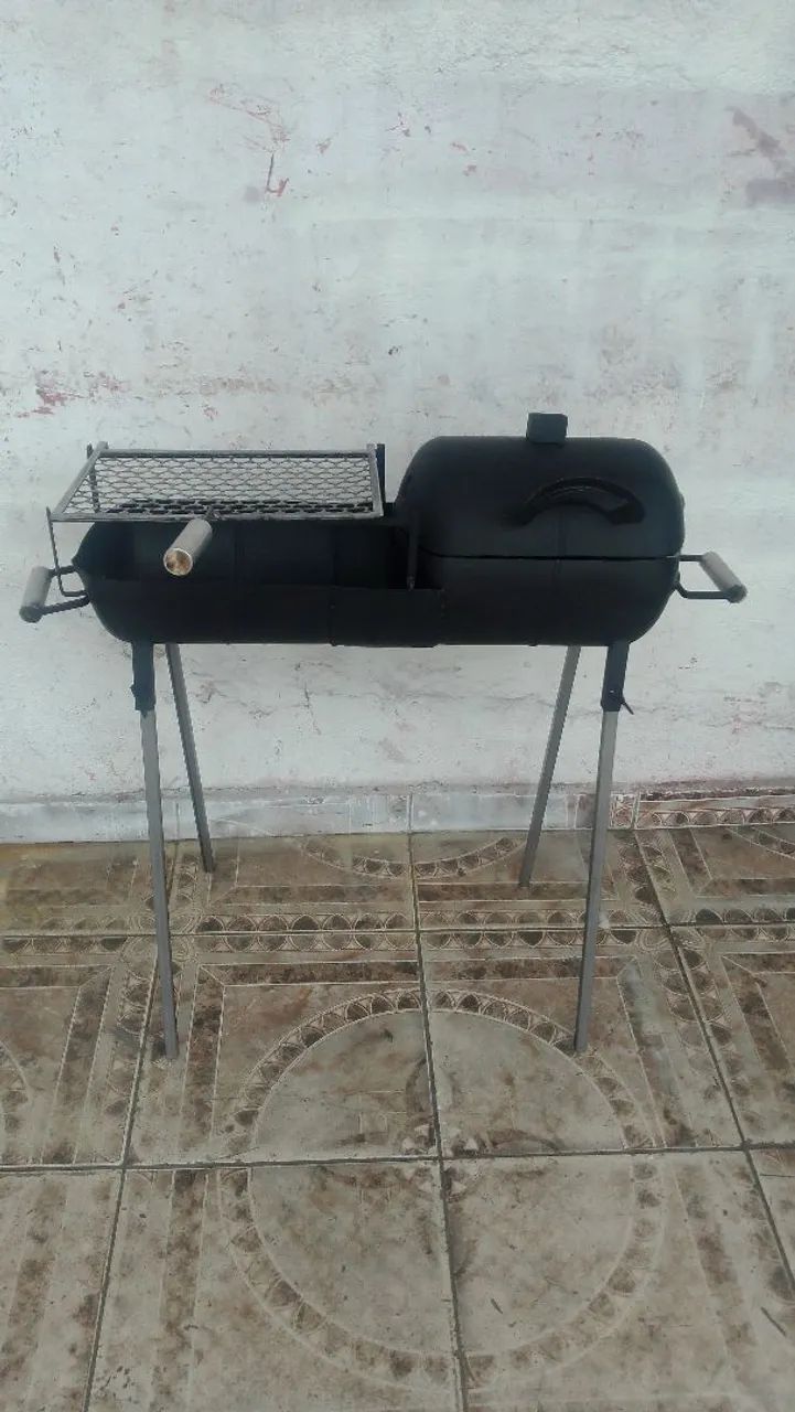 Churrasqueira de aço com grelha de inox 25 x 70 cm 2 grelhas  - Foto 3