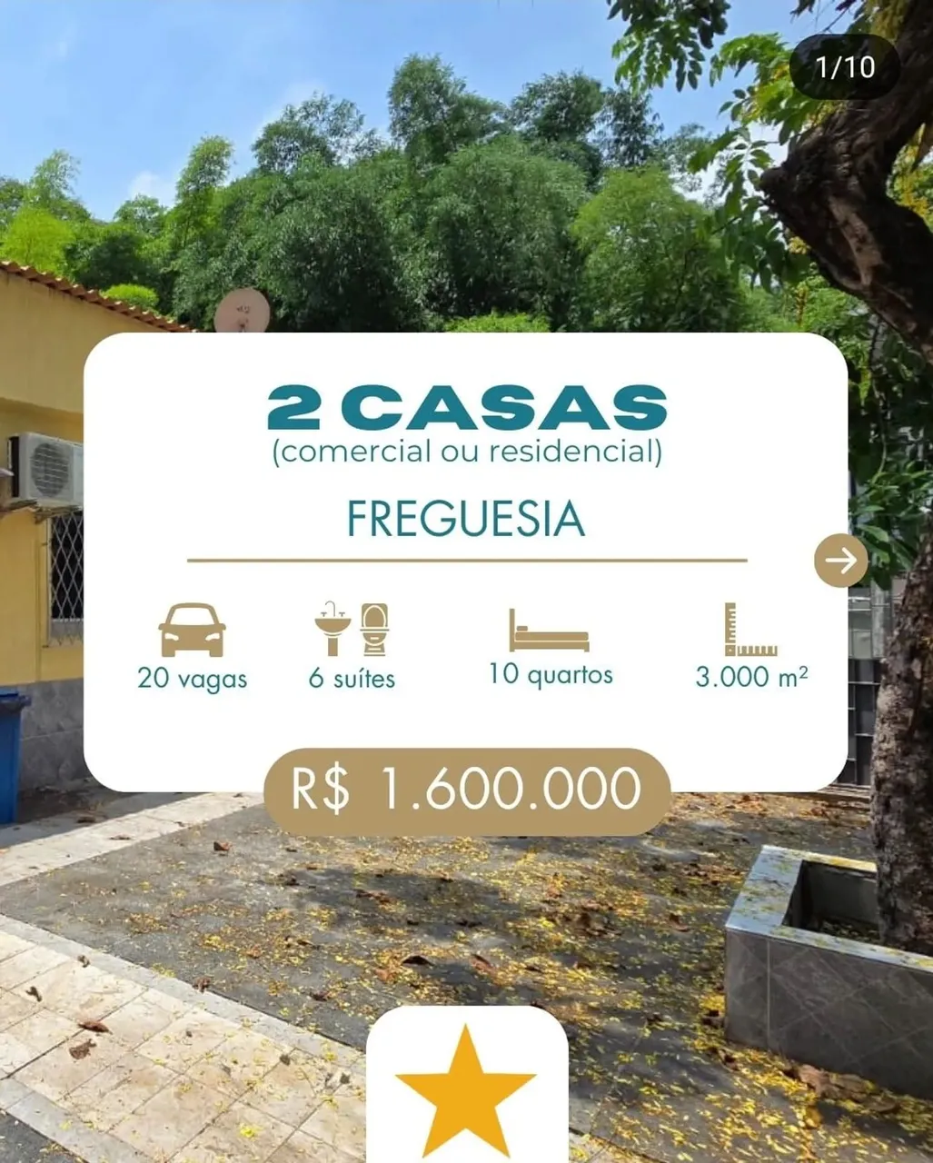 2 CASAS TOTAL 10QTS 1180M2 AREA TERRENO 3.000M2