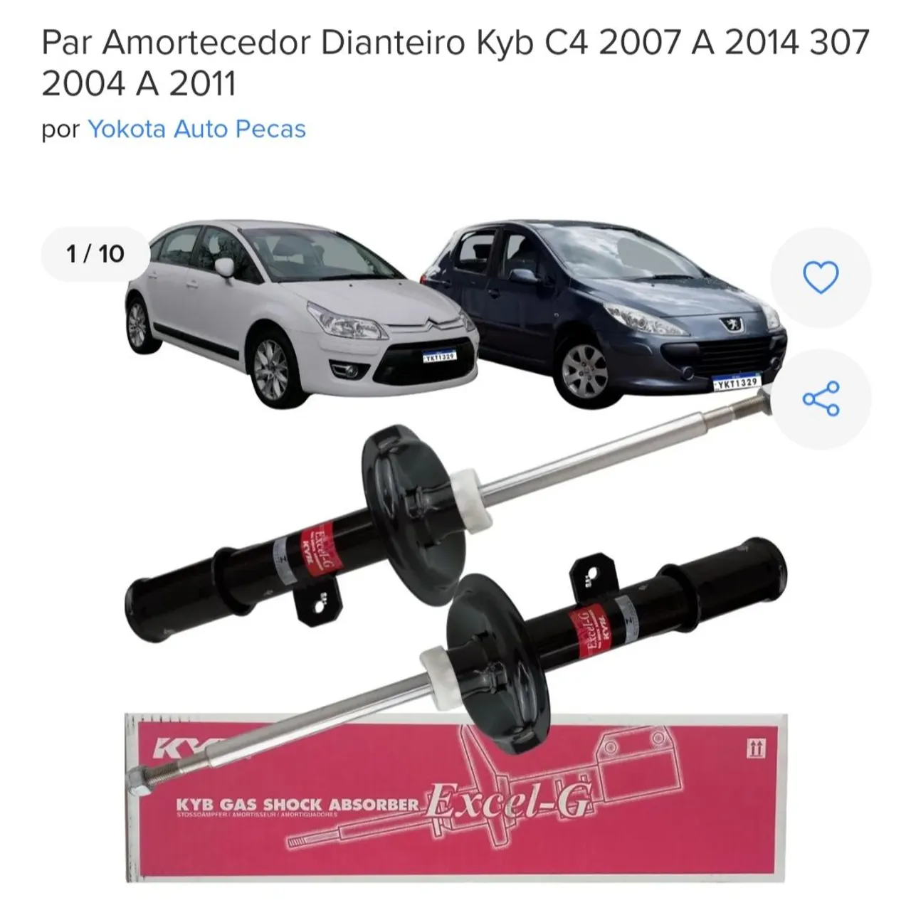 Amortecedor Dianteiro Kyb C4 2007 A 2014 307 2004 A 2011