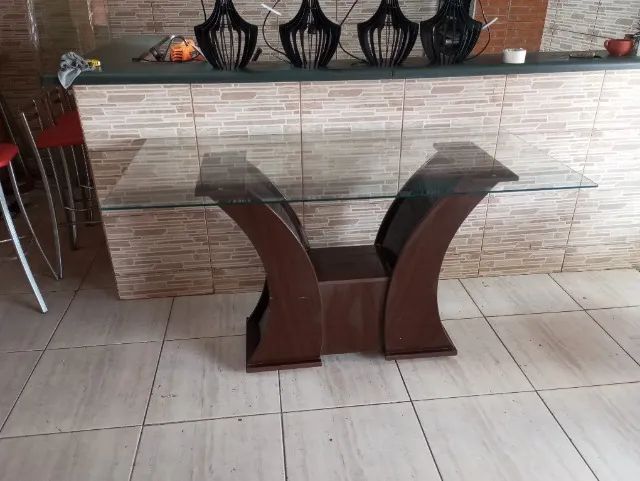 Mesa de jantar  de vidro retangular para seis cadeiras - Foto 3