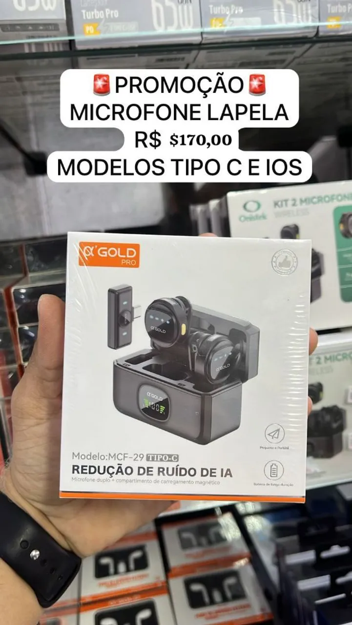 Microfone Lapela Tipo C e IOS duplo Redução de Ruído de IA - entrega grátis