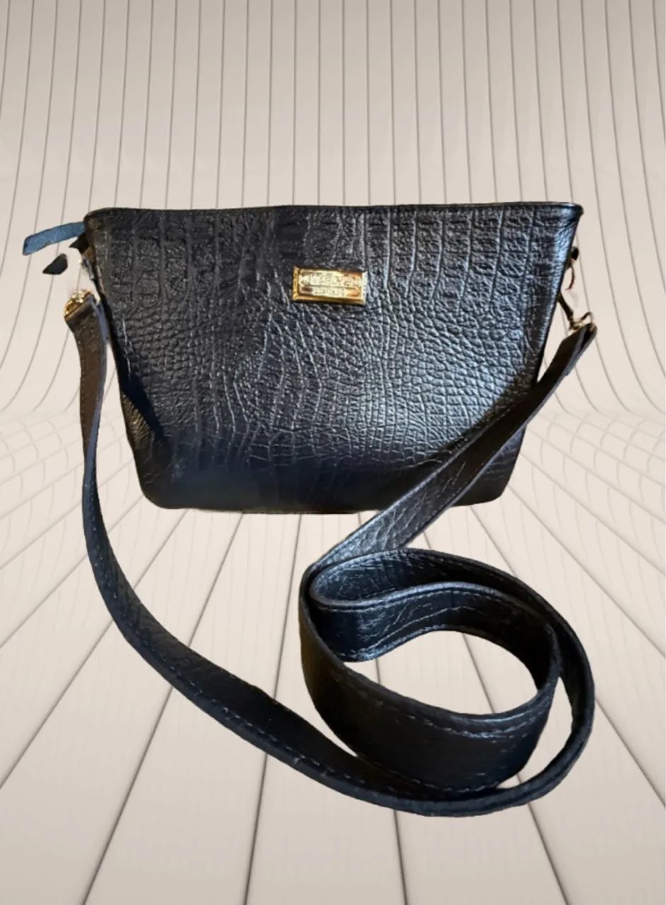 Bolsa de couro croc preto - Di Marlys
