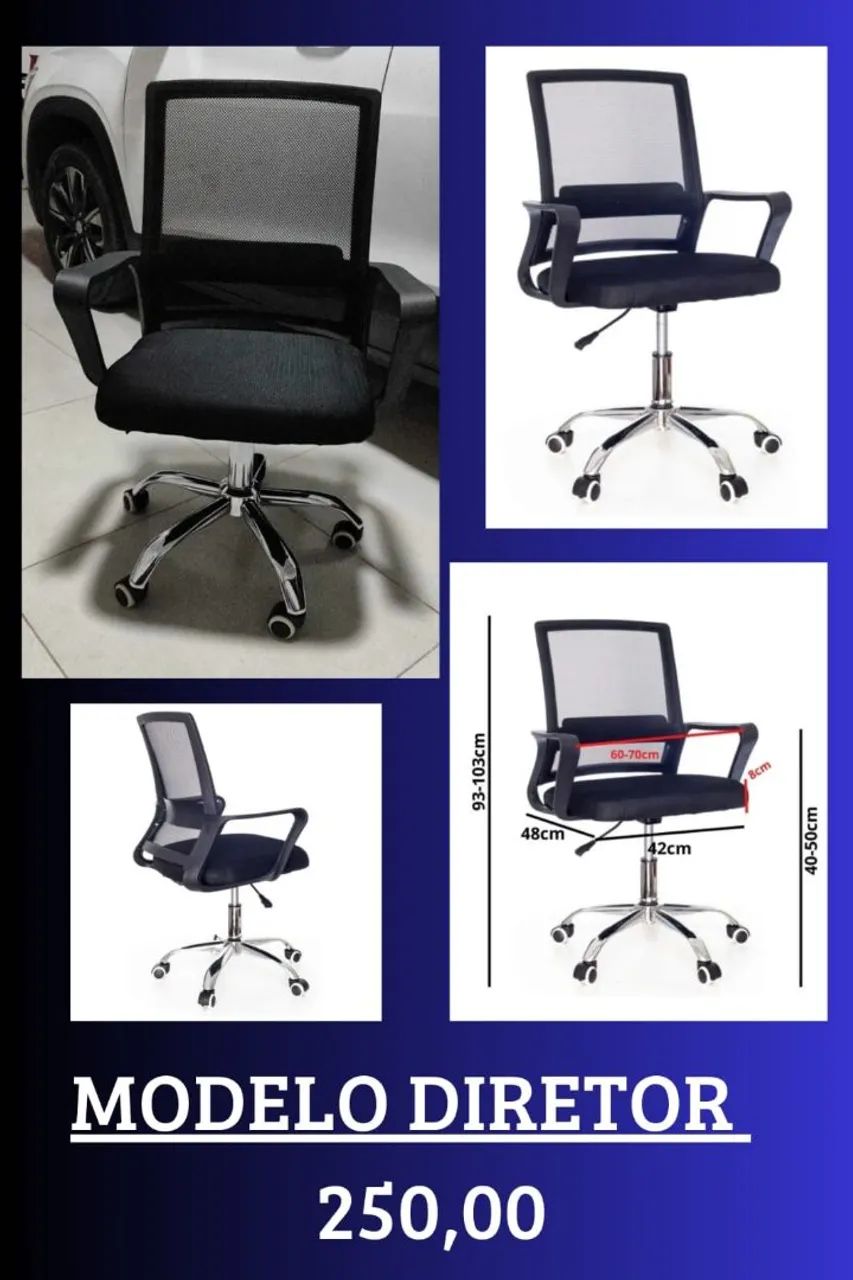 Cadeiras de Escritório com Rodinhas e Design Moderno - Foto 2