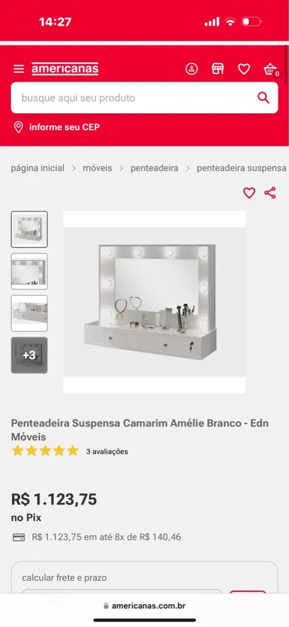 Penteadeira Camarim com Luzes