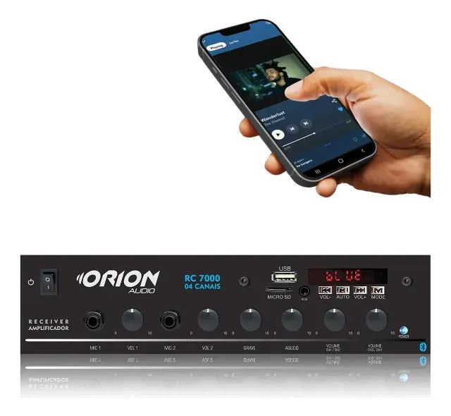 AMPLIFICADOR ORION AUDIO RC7000 4 Canais | Bluetooth | USB | SD | Microfone - Foto 4