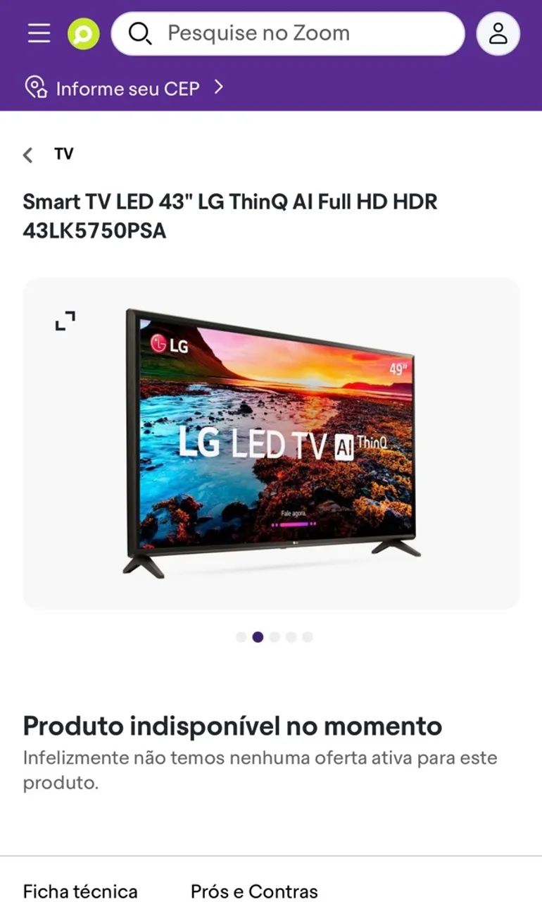Tv LG 43 polegadas  thinq led  - Foto 3