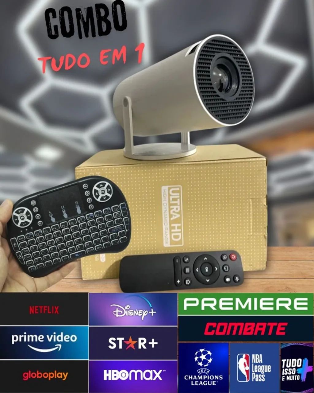 SISTEMA CoMpLeTo + HY300 Android 11 Wifi Bluetooth Tela até 120" LEIA DESCRIÇÃO - Foto 2