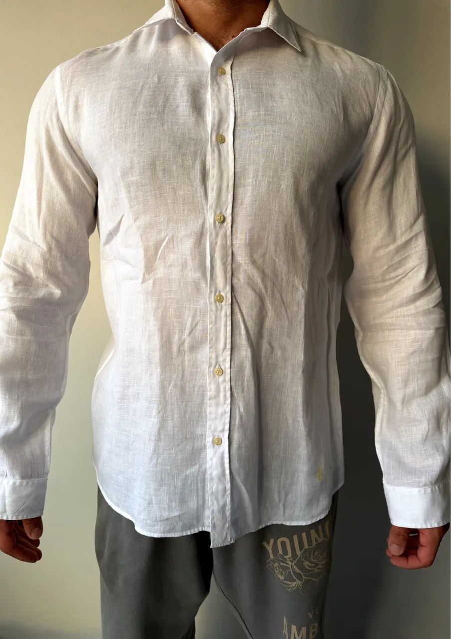 Camisa de linho branca Pineapple, tamanho 4 - Foto 2