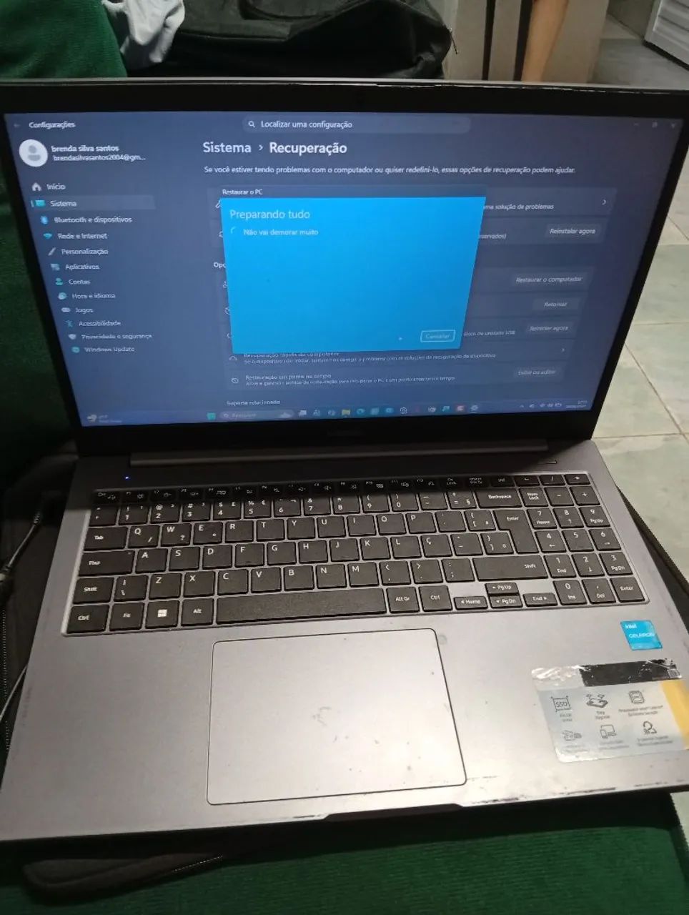 Notebook Samsung intel celeron 6305 sdd nvme 256gb