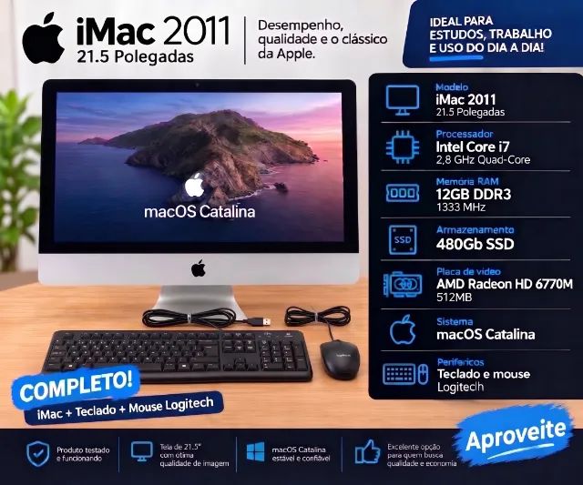 iMac 2011 12GB Ram | 480GB SSD | Intel Core i7 | 21.5 Pol