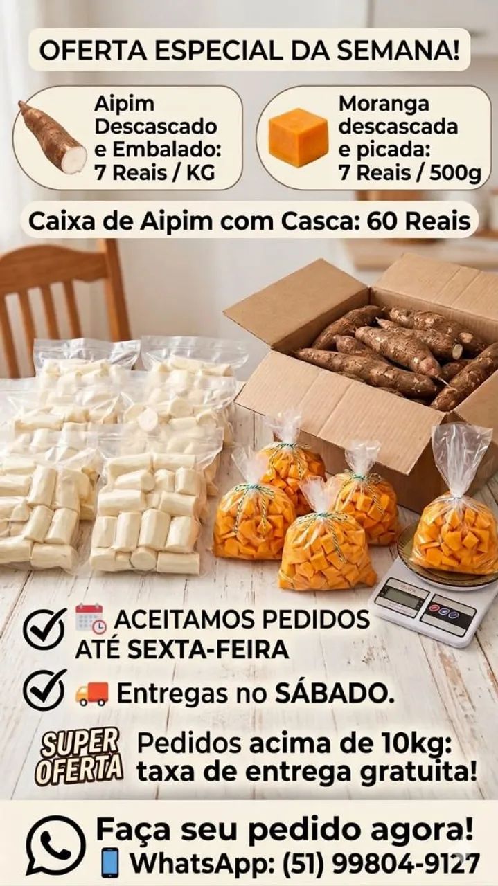 Aipim descascado 
