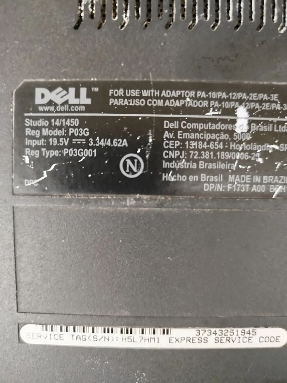 Notebook DELL antigo