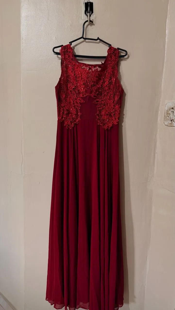 Vestido de gala Vermelho/Vinho - Foto 3