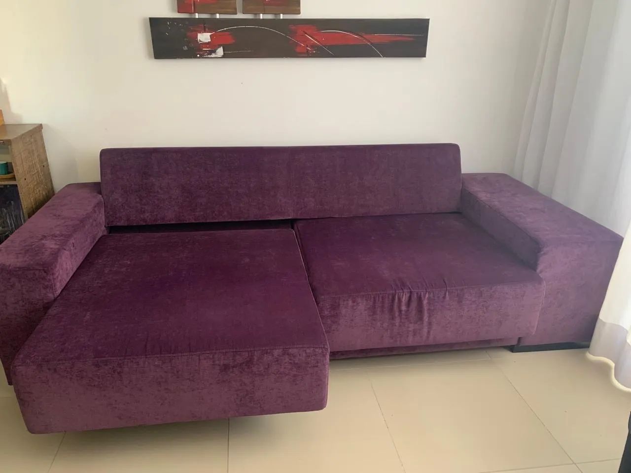 Sofá Retrátil 2,60m Grande e Confortável - Roxo - Foto 3