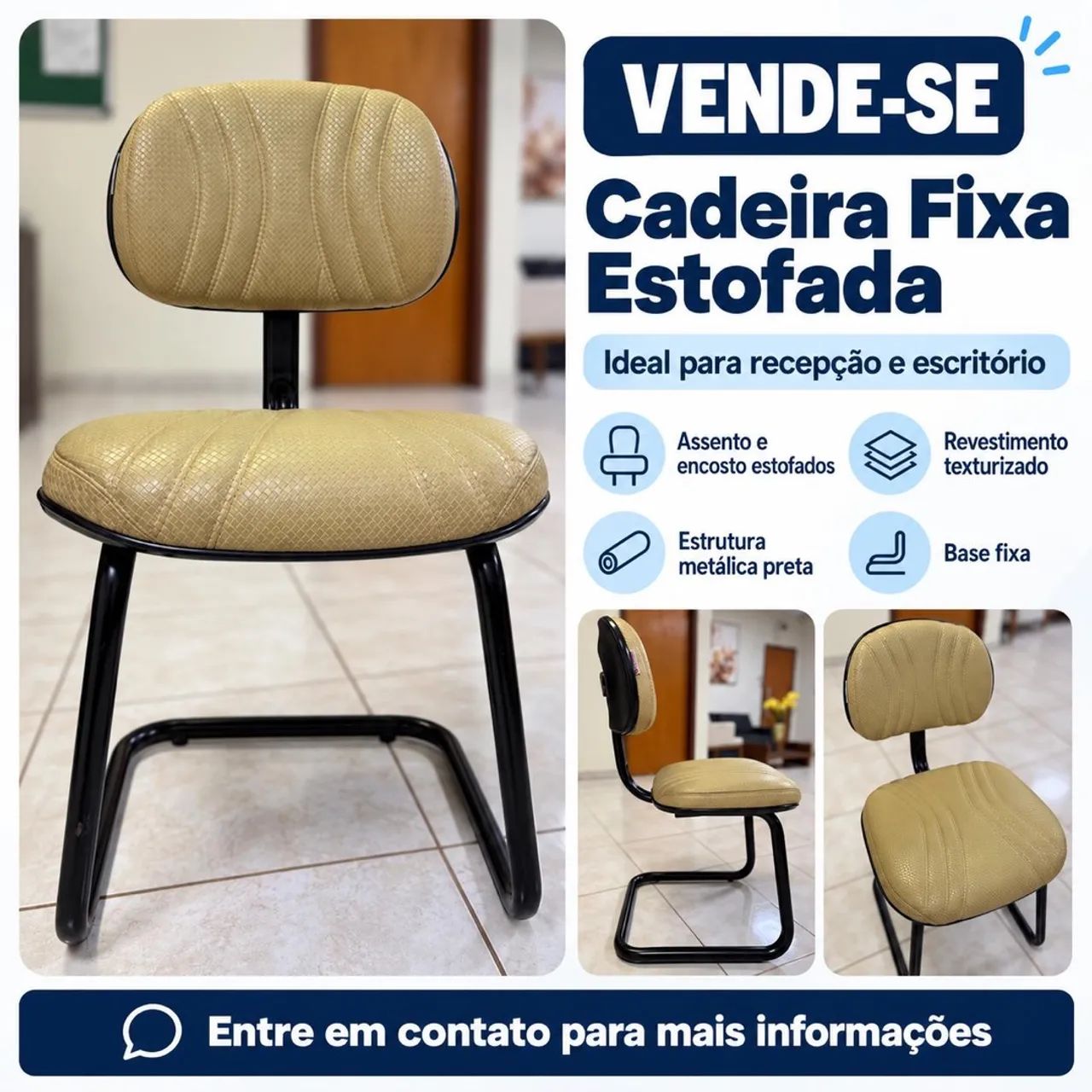 Cadeiras fixas estofadas