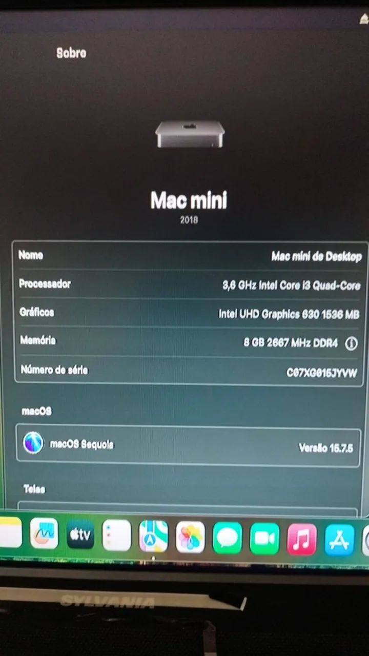 Apple Mac Mini 2018 i3 8GB SSD MacOS Sequoia - Computadores e