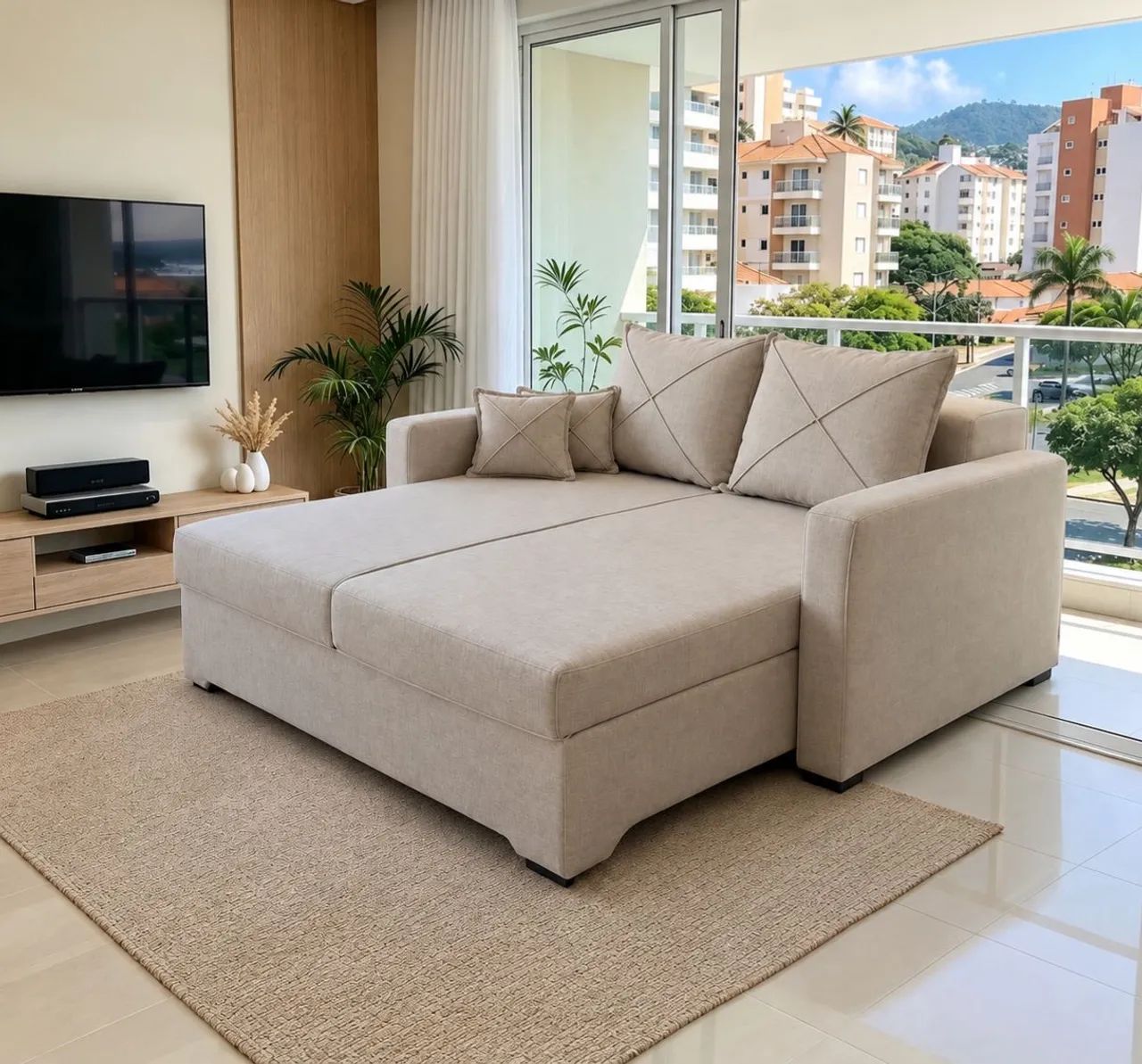 Sofá retrátil 118cm de um braço a outro.Entrego 