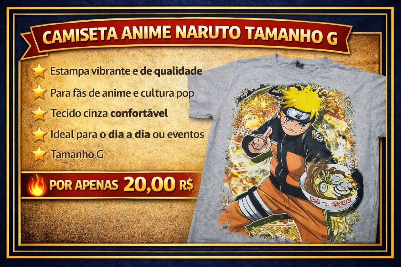 Camisa Naruto Nova Tamanho G - Foto 2