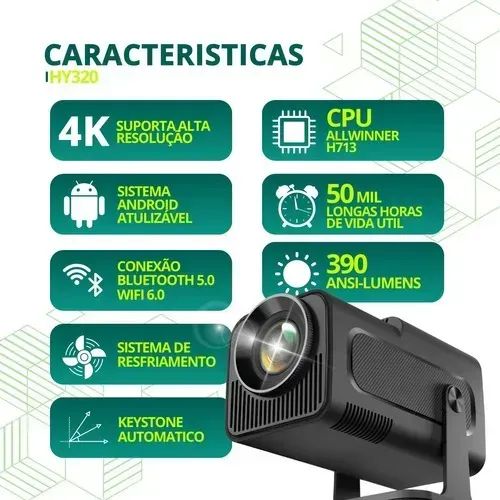 Mini Projetor HY320 Portátil WiFi 5G / WiFi 6 BT 5.0 Android 11 - Full HD / 4K - Foto 2