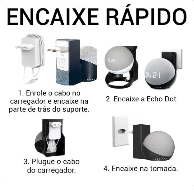 Suporte De Tomada Parede Stand Amazon Alexa Echo Dot 4 - Foto 3