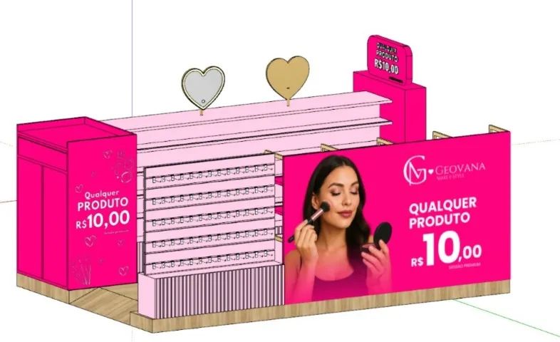 Quiosque Comercial Completo para Cosméticos e Acessórios
