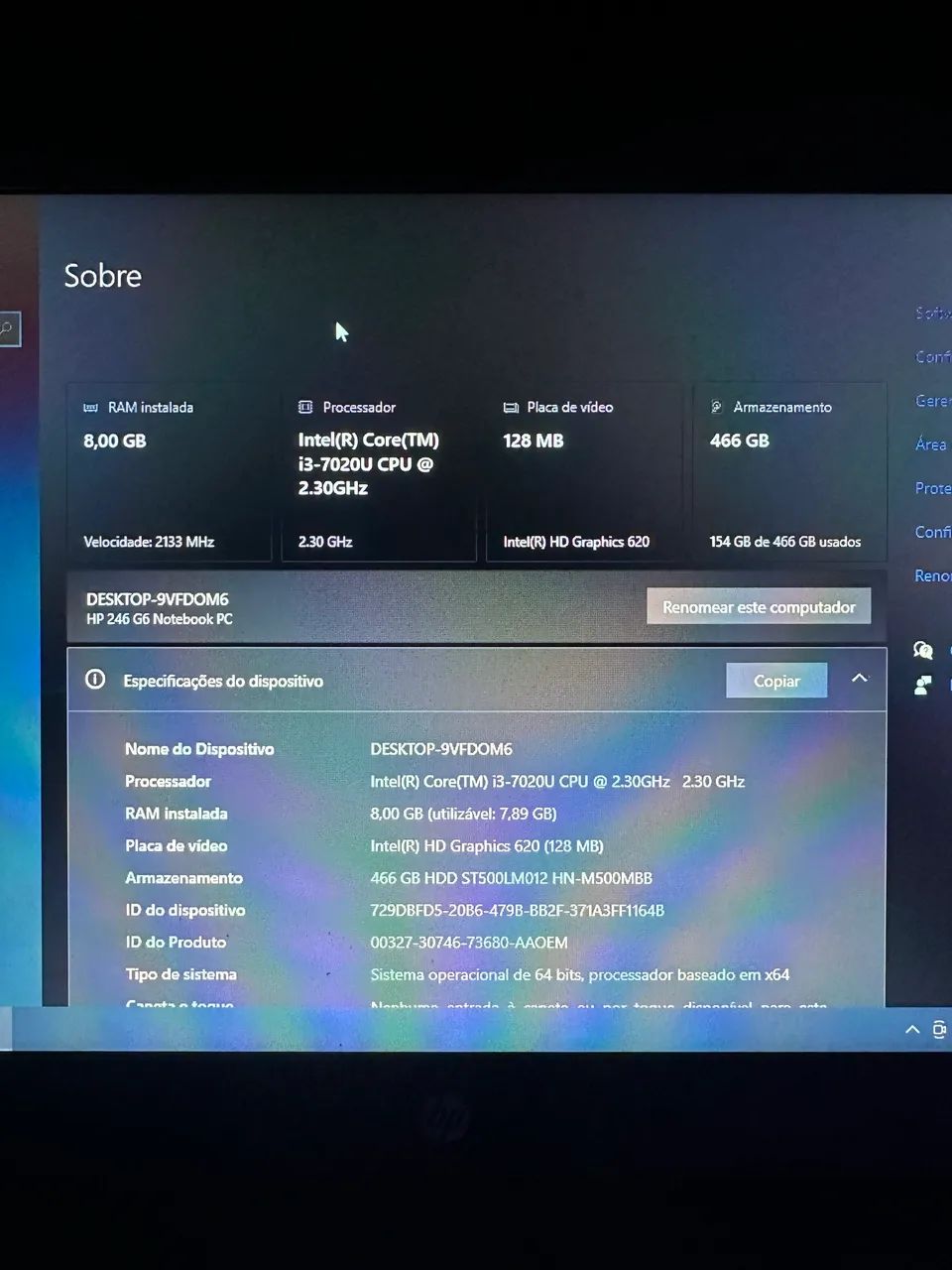 Notebook HP em estado de novo i3 de 7G - Foto 3