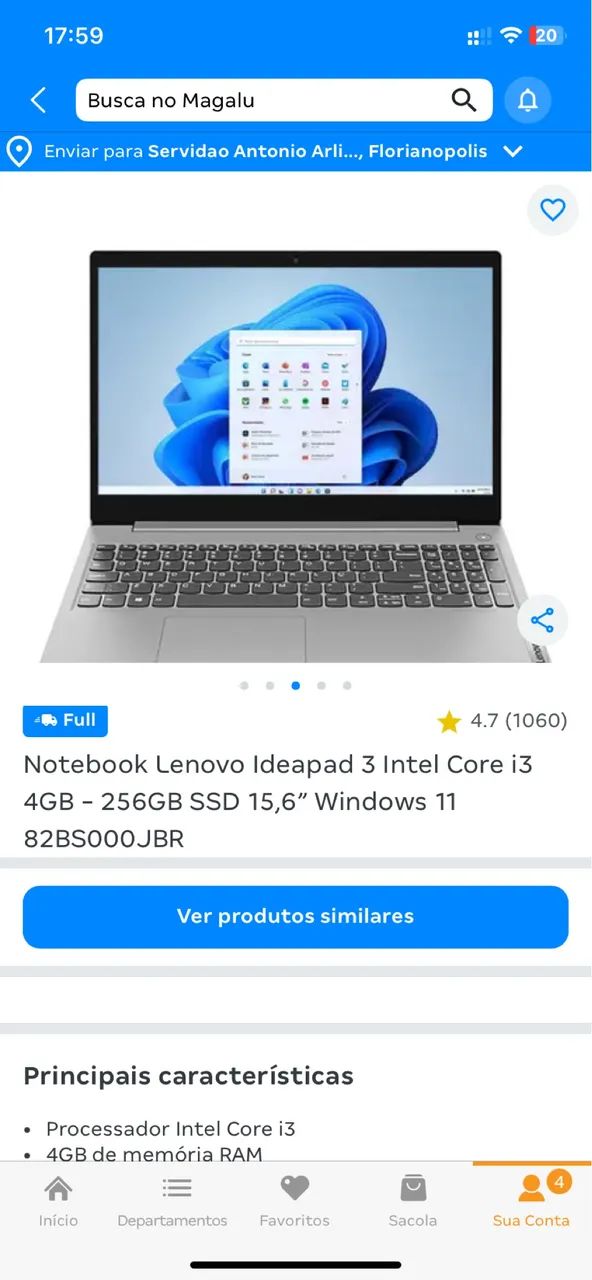 Notebook Lenovo Ideapad 3 Intel Core i3 4GB - 256GB SSD 15,6?  82BS000JBR - Foto 2