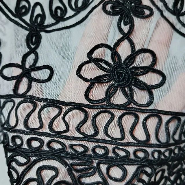 Blusa sobreposição bordada tule   - Foto 3