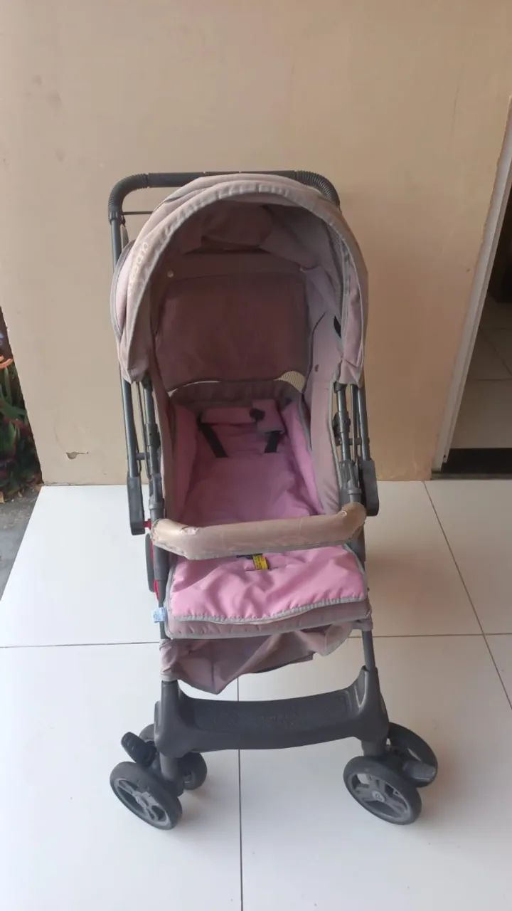 CARRINHO DE BEBE GALZERANO - COR DE ROSA E LILÁS