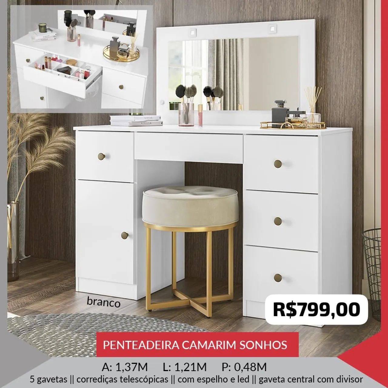 Penteadeira Camarim Sonhos - entrego e monto 