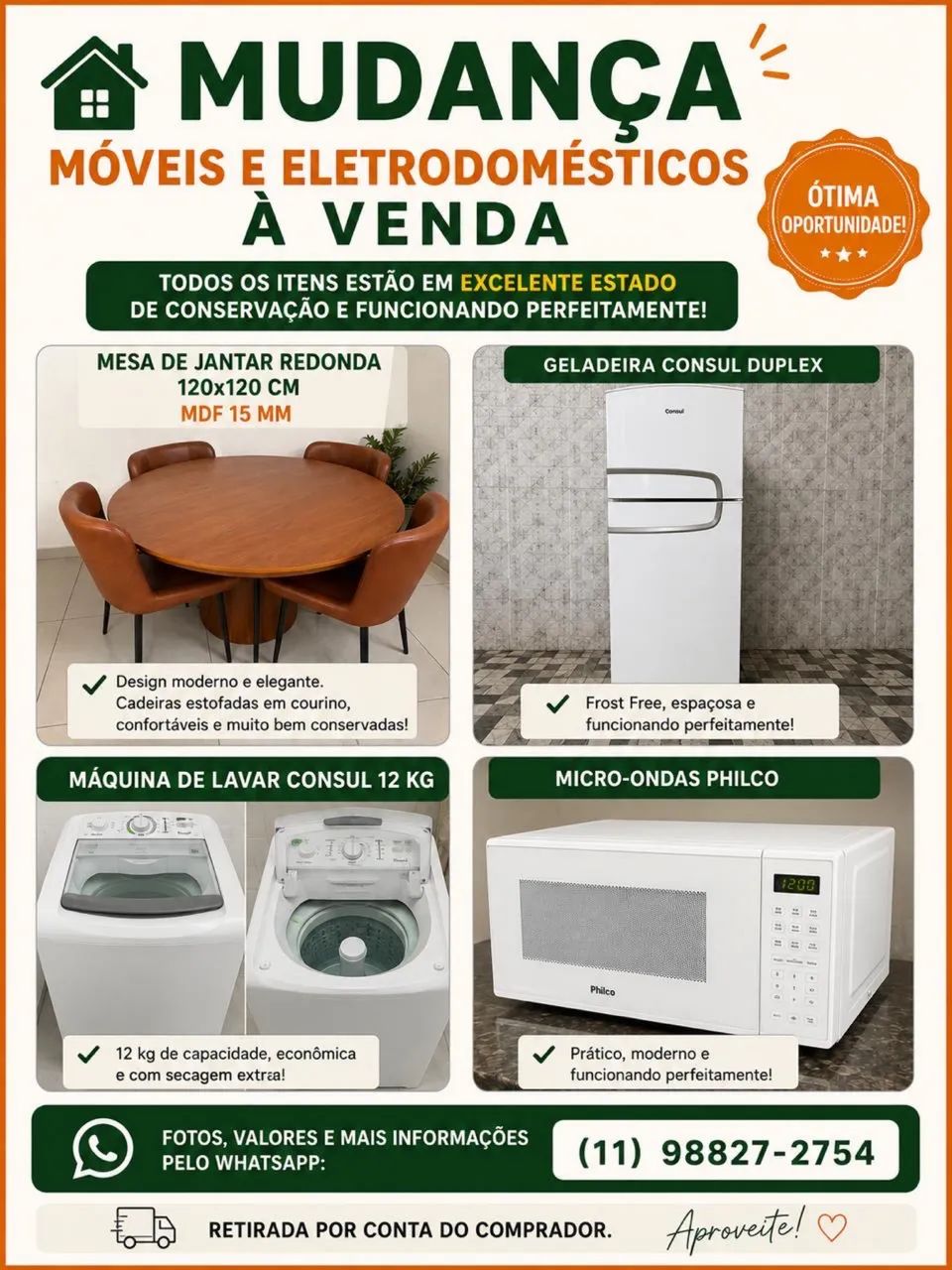 Moving - Table, Refrigerator, Microwave Oven, and Washing Machine