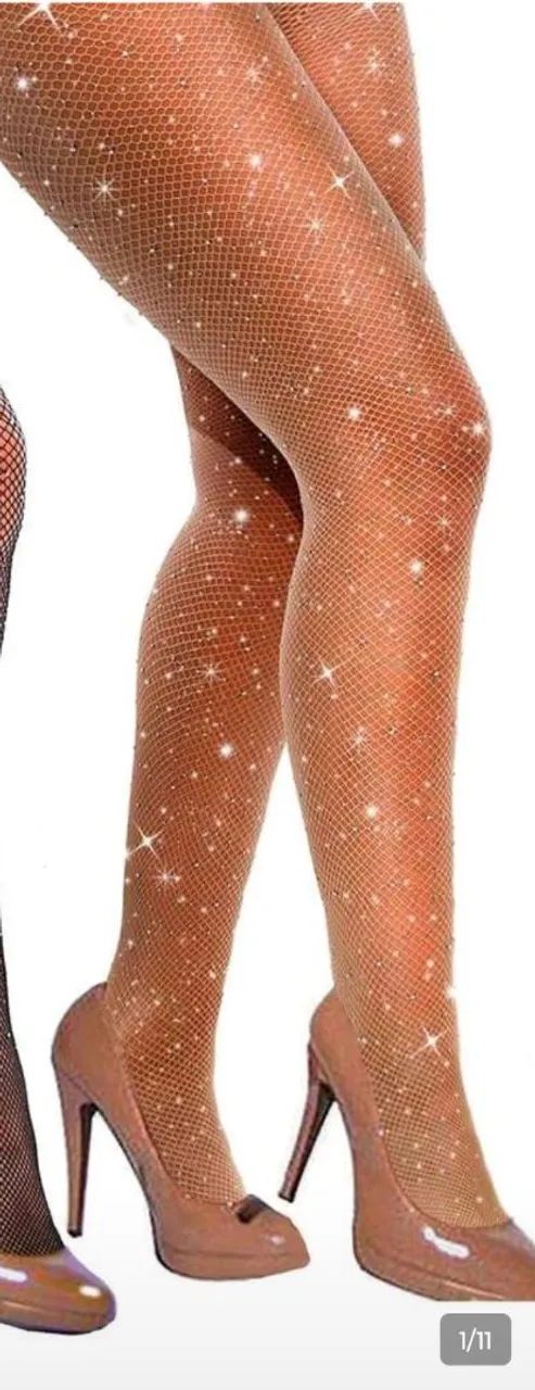 Meia brilhosa cor da pele - Foto 2