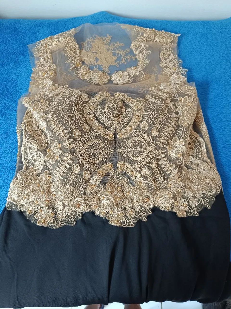 Vestido longo preto c dourado  - Foto 2