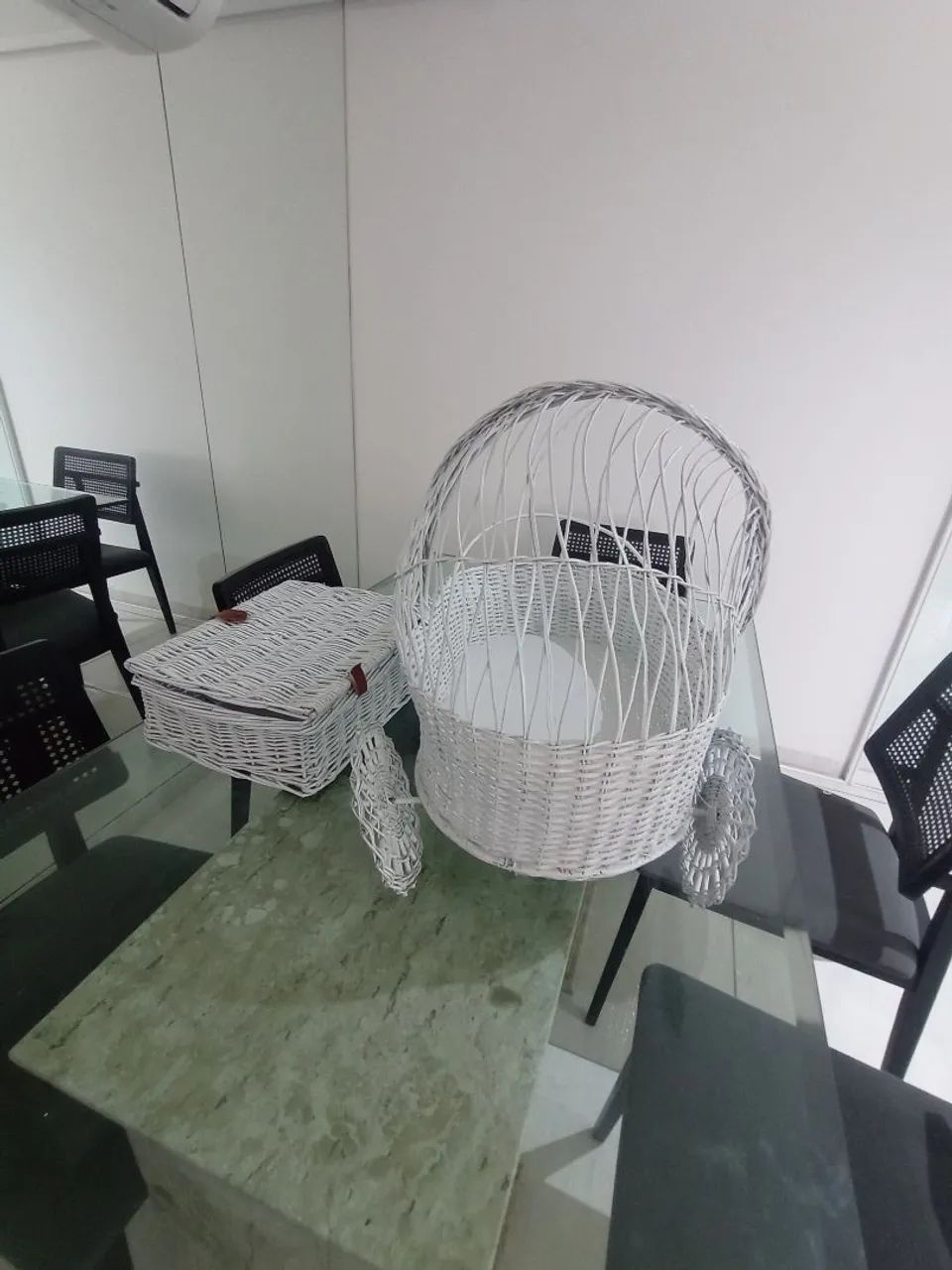 Cesta e carrinho de palha - artesanal  - Foto 3