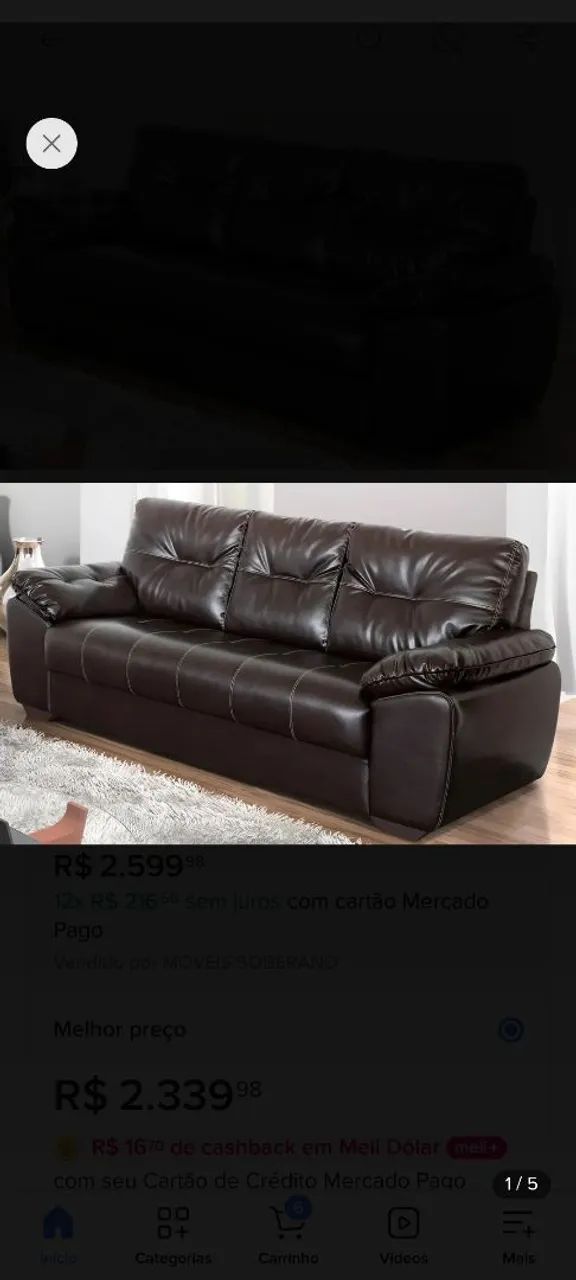 Sofá courino 3 lugares