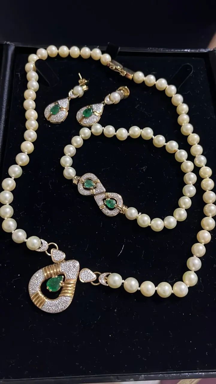 Conjunto de esmeralda com brilhantes  - Foto 4