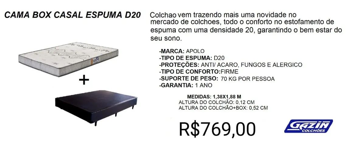CAMA BOX +COLCHÃO A PRONTA-ENTREGA
