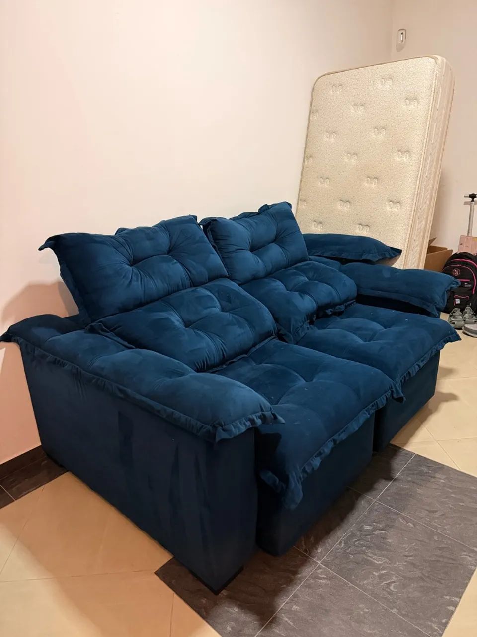 Sofá azul retrátil e reclinável 1,80L - Foto 2