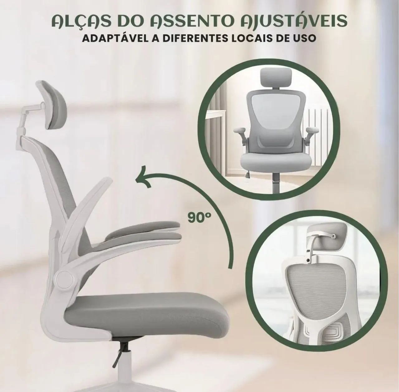 Cadeira ergonômica de escritório para trabalhar e estudar - Foto 4
