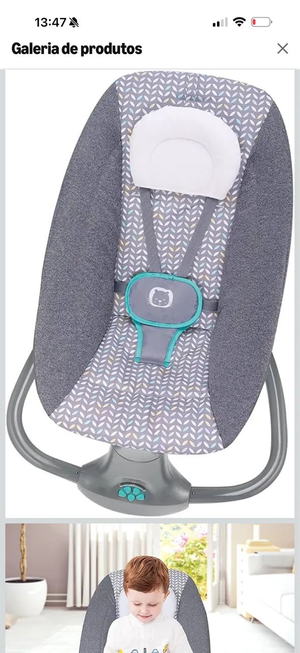 Cadeira bebê balança Techno Light Cinza - Foto 3
