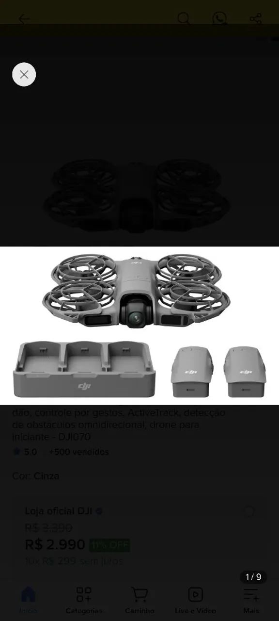Drone Dji neo 2 com 3 baterias 