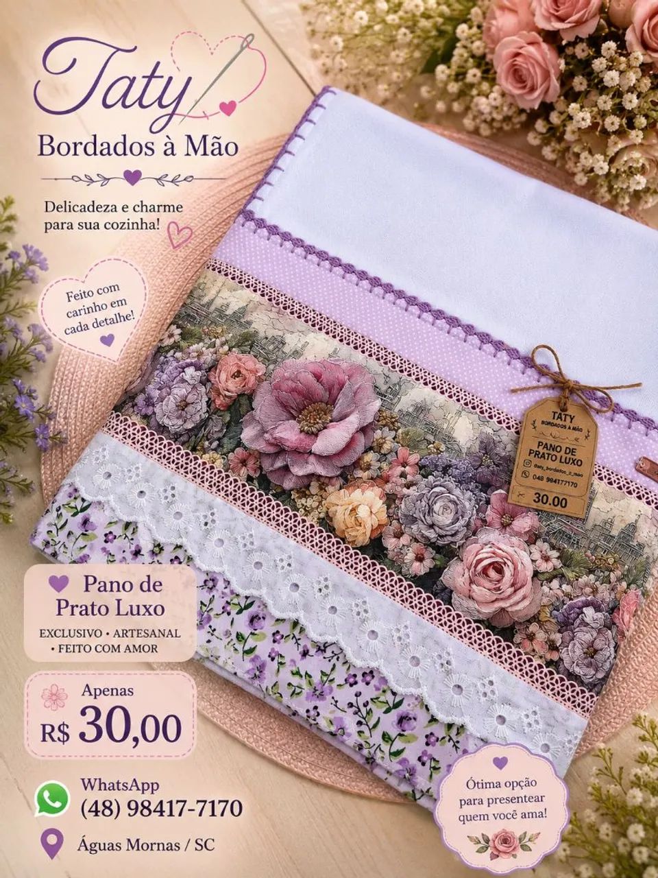 Panos de pratos luxo, vários modelos