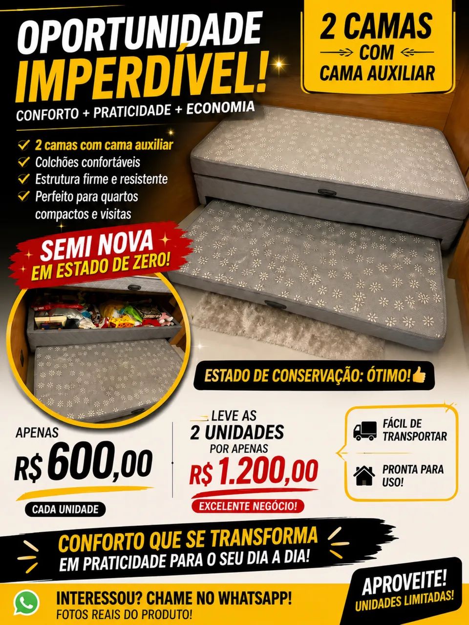 Cama com auxiliar 