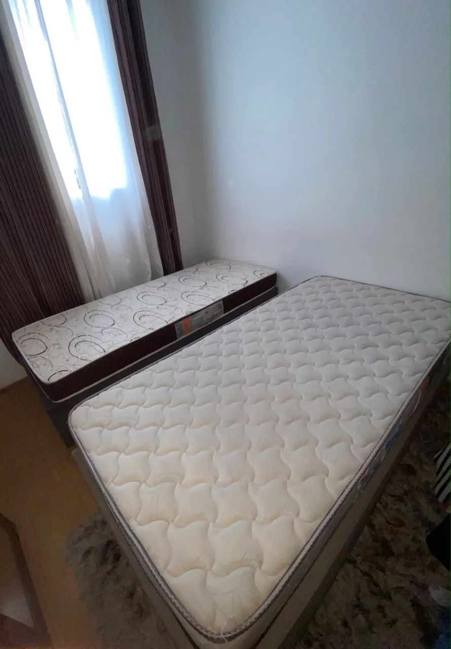 2 Camas Box de Solteiro com Colchão de Espuma (Minaspuma D33 e Umaflex D23)